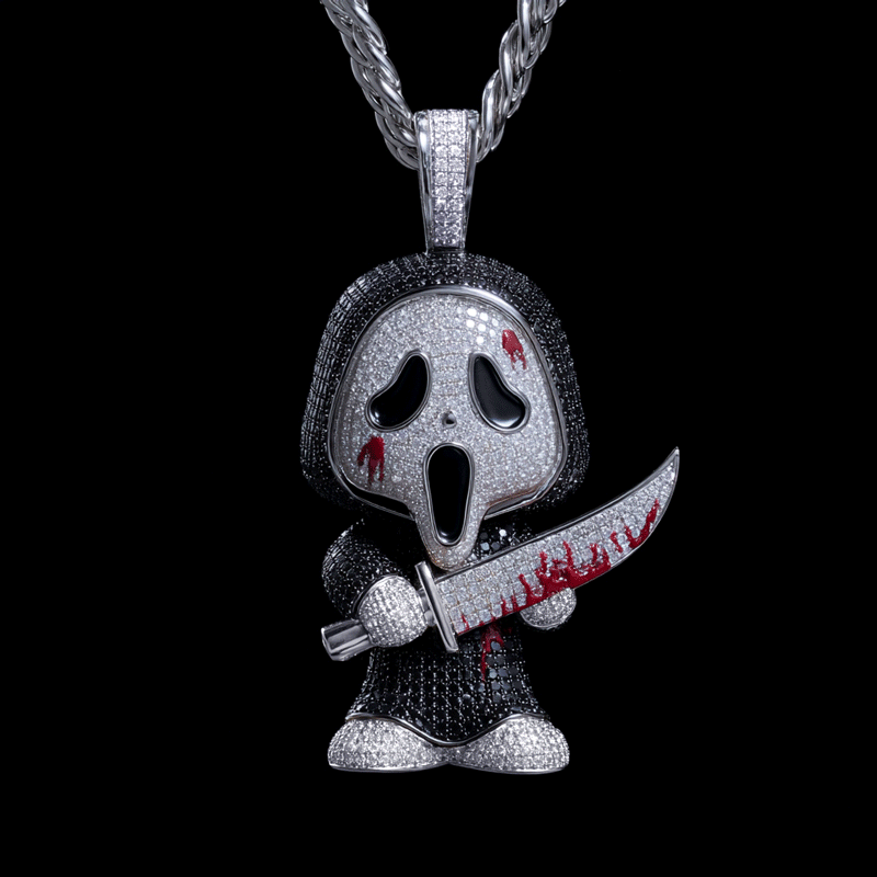 Glow in the Dark Iced Out Cartoon Anime Ghost Horror Killer Pendant【A88】