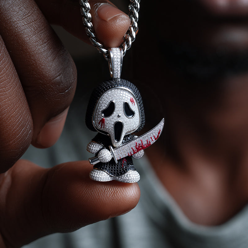 Glow in the Dark Iced Out Cartoon Anime Ghost Horror Killer Pendant【A88】
