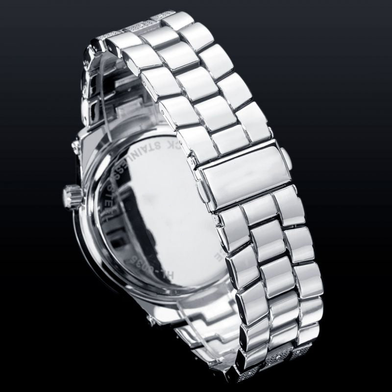Iced Arabic Numerals Dress Watch - 43mm White Gold