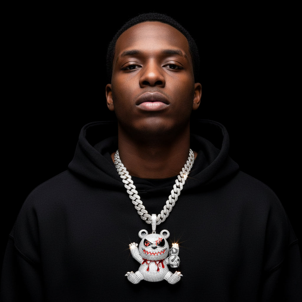 Evil Teddy Bear Iced-Out Pendant【A24】