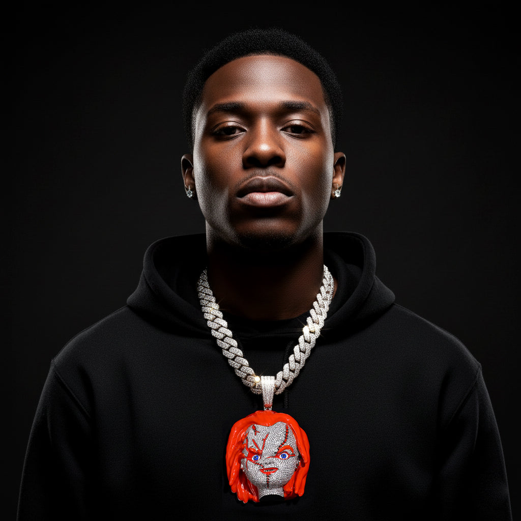 Iced-Out Chucky Pendant – Hip-Hop Moissanite Jewelry【A01】