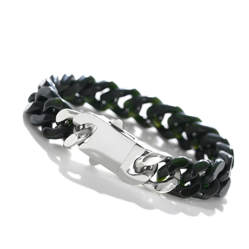 12mm Heirloom Drip Cuban Chain: Authentic Hetian Jade Cuban Chain【A67】