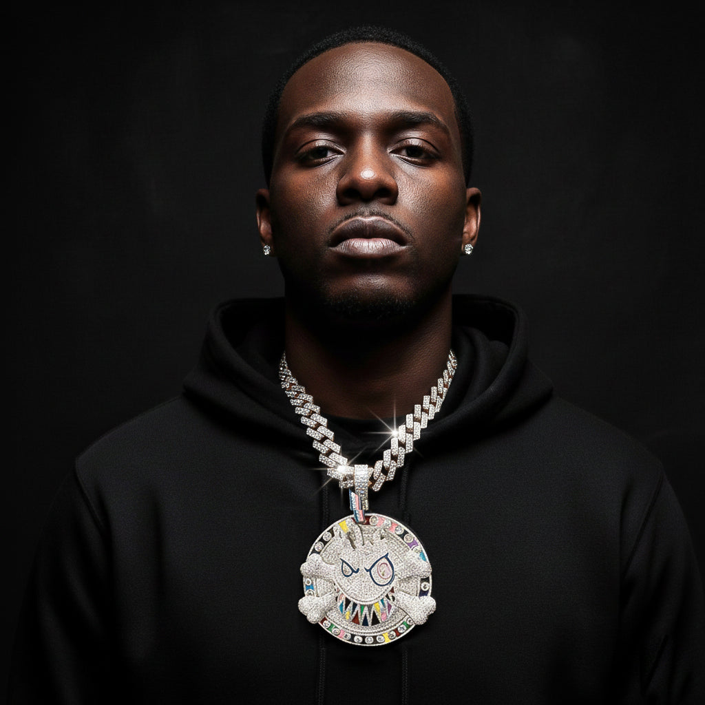 Rainbow Shark Dog Iced-Out Pendant【A18】