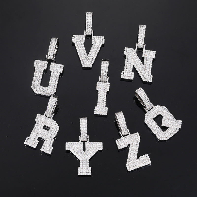 26 letters S925 silver inlaid moissanite custom pendant
