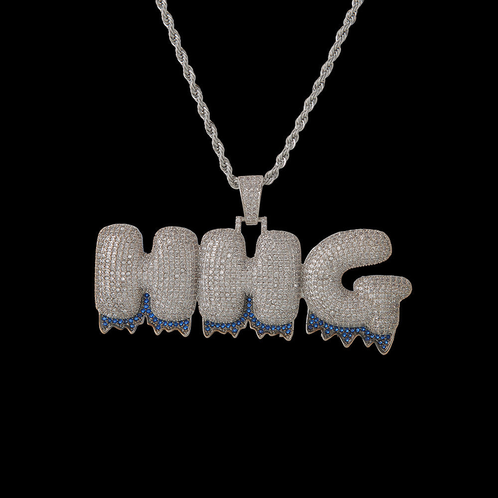 Ice Out Letters Custom Two Tone Moissanite Pendant