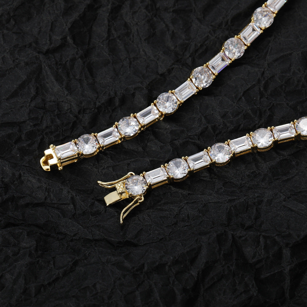 6mm Moissanite Square and Round Mixed Inlaid Tennis Chain