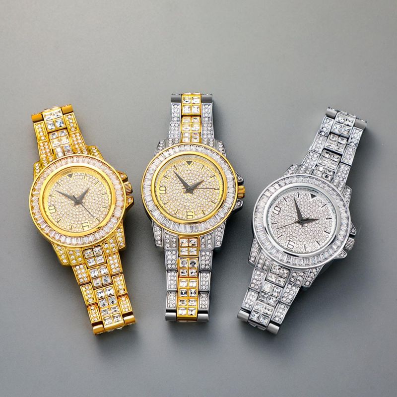 Iced Two-Tone Hip Hop Watch - 40.6mm Gold Dial