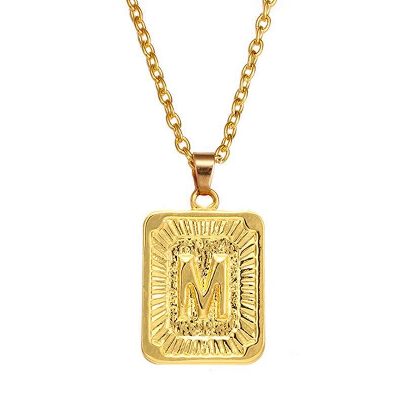 Initial Medallion Letter Pendant Necklace in Gold