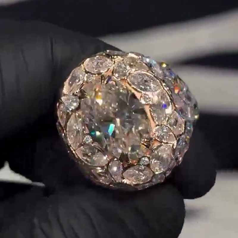 Moissanite Brilliant Dove Egg Ring