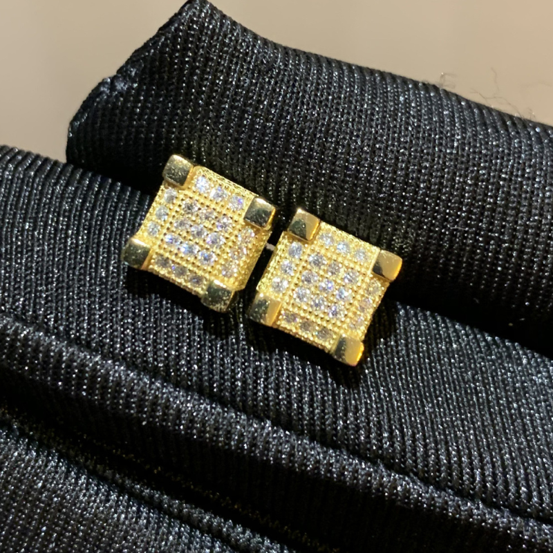 S925 Silver Moissanite Classic Square Earrings