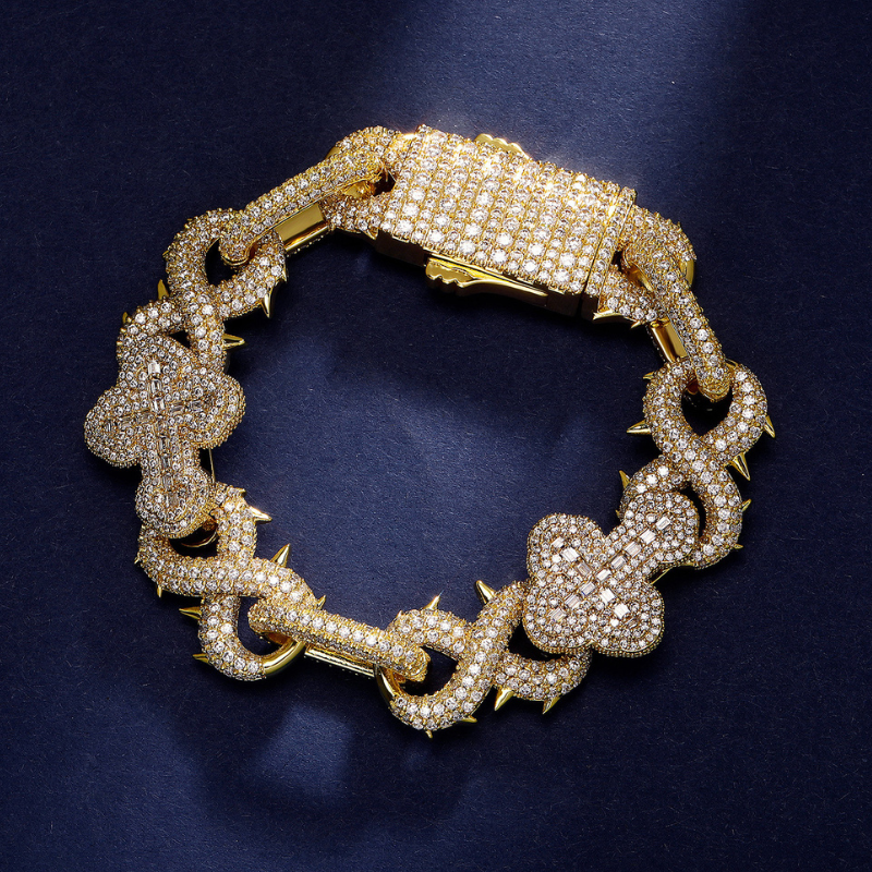 Moissanite Thorns Infinity Cross Cuban Bracelet