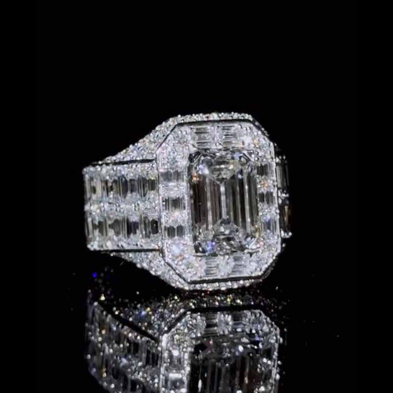 Moissanite Luxury Elegant Square Diamond Baguette Ring