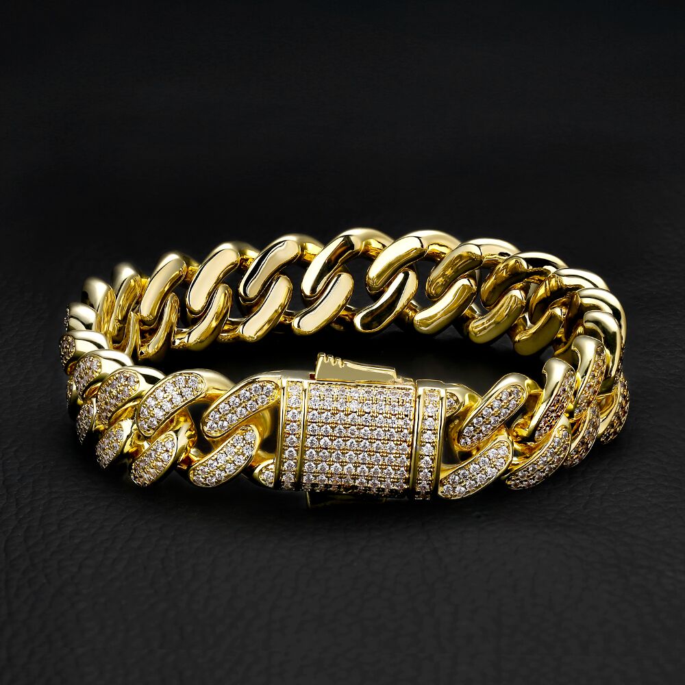 12mm Moissanite Iced Out Cuban Link Bracelet for Men's