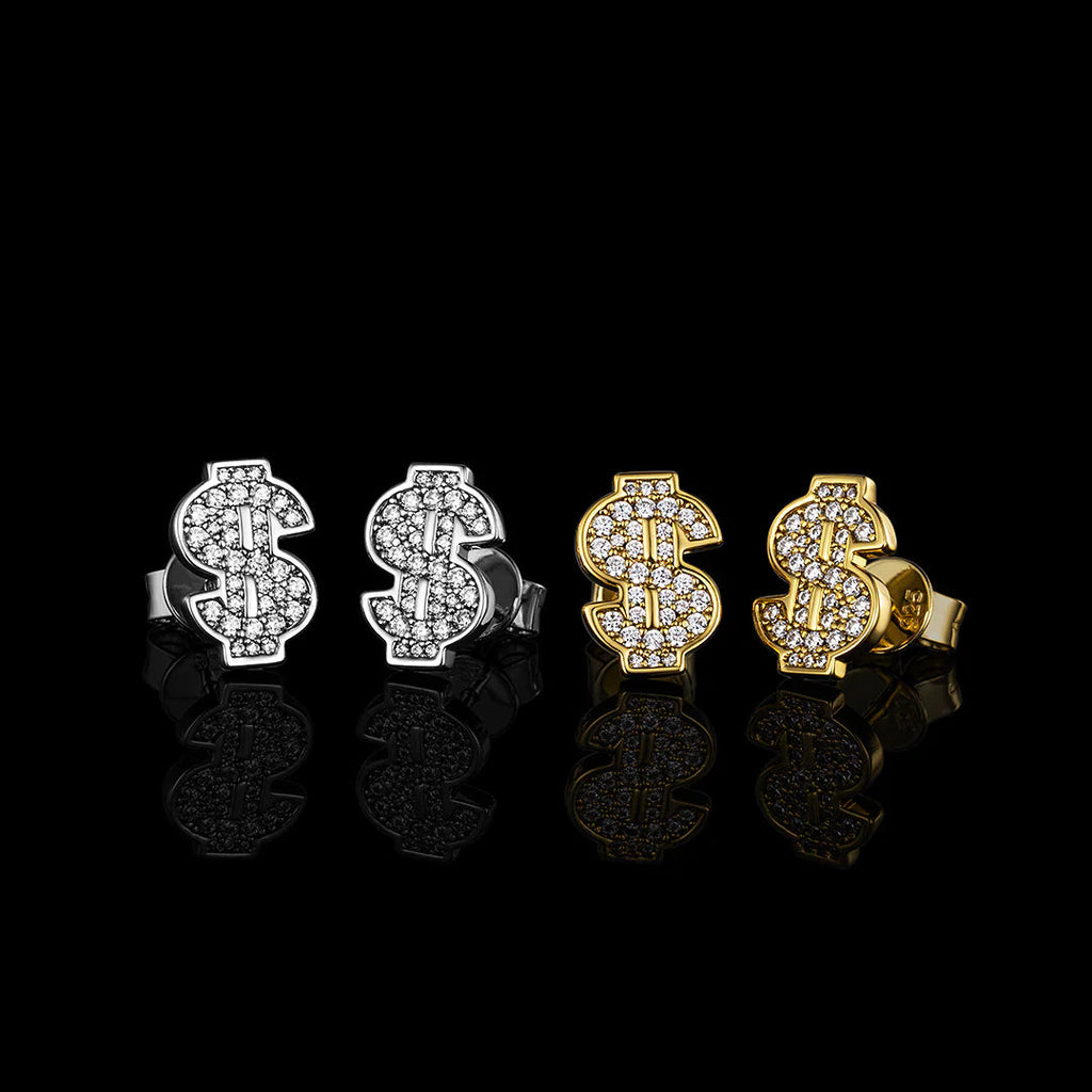 S925 & VVS Moissanite Dollar Sign Stud Earrings