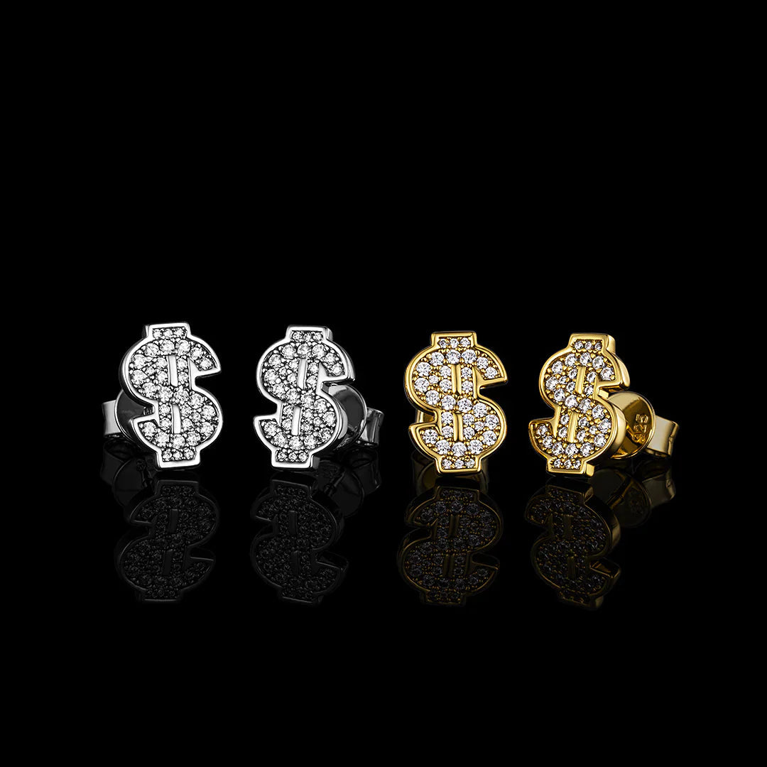 S925 & VVS Moissanite Dollar Sign Stud Earrings