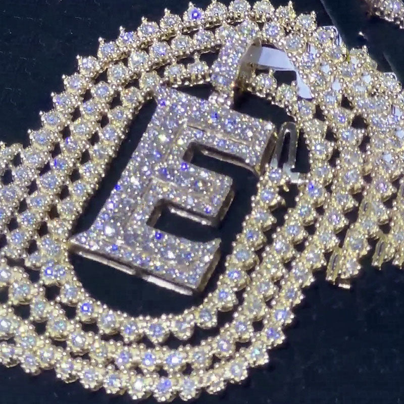 Moissanite Customizable Letters Pendant Love Tennis Chain Set