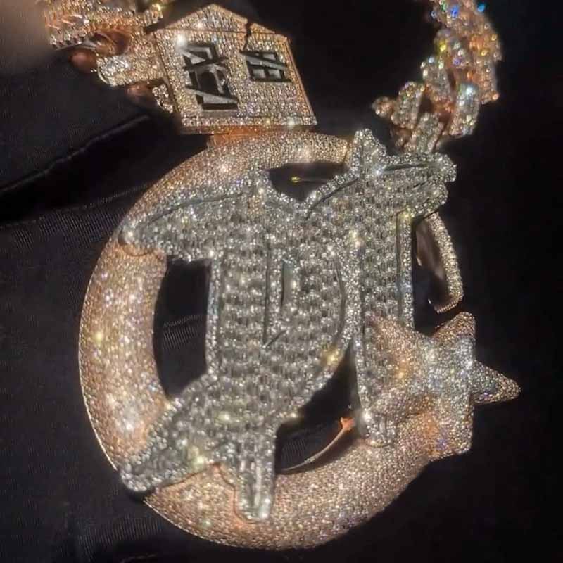 Moissanite Star Moon DT Letter Pendant