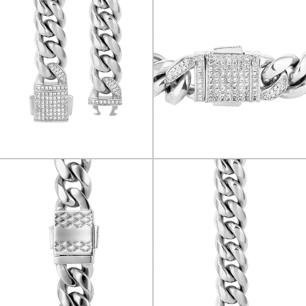 12mm Iced Out Box Clasp Moissanite Miami Cuban Link Bracelet