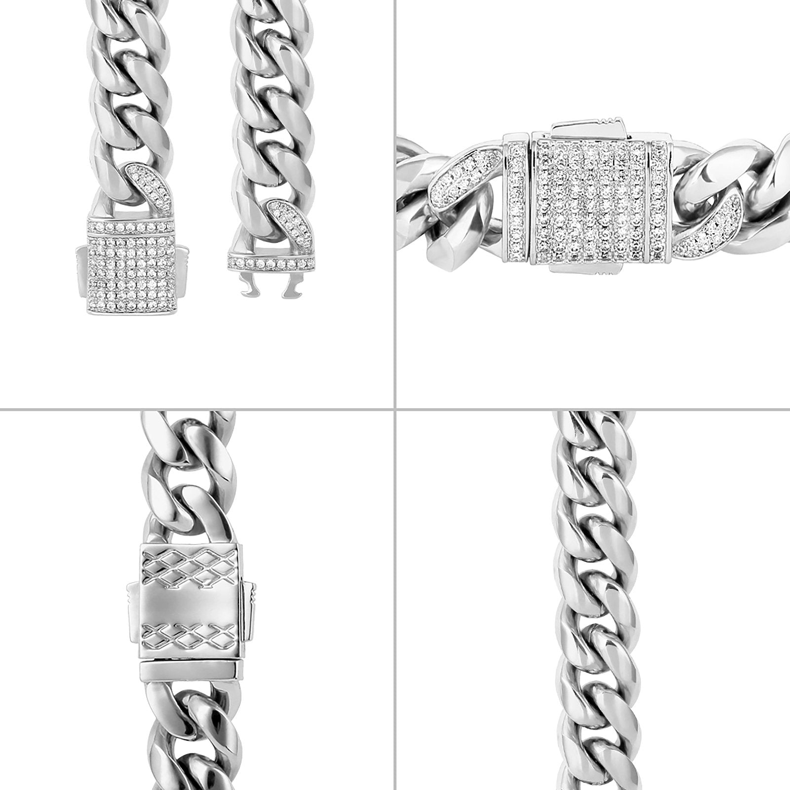 12mm Iced Out Box Clasp Moissanite Miami Cuban Link Bracelet