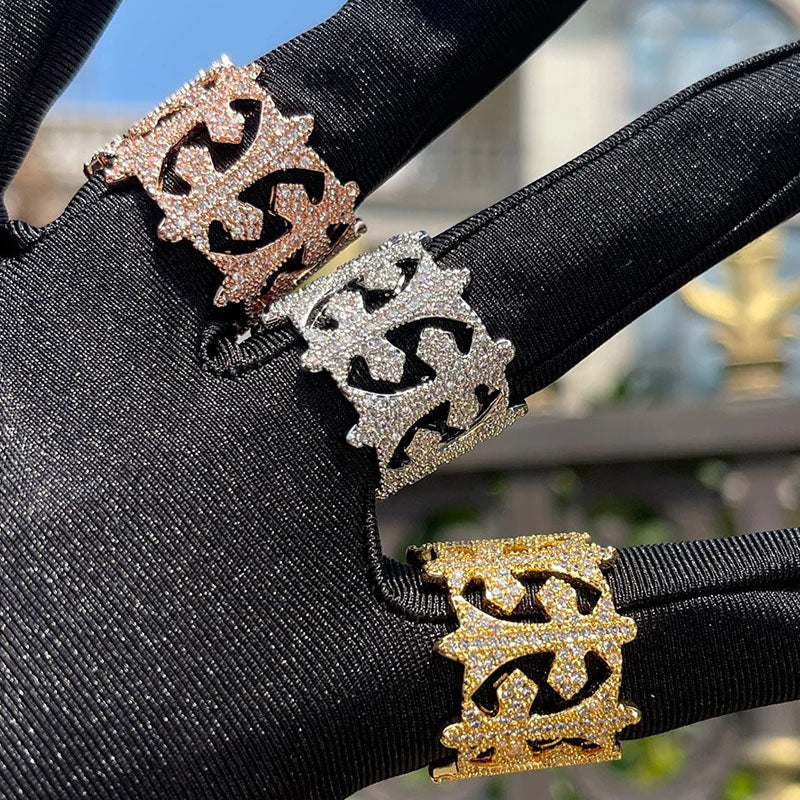 Moissanite Full Circle Cross Ring