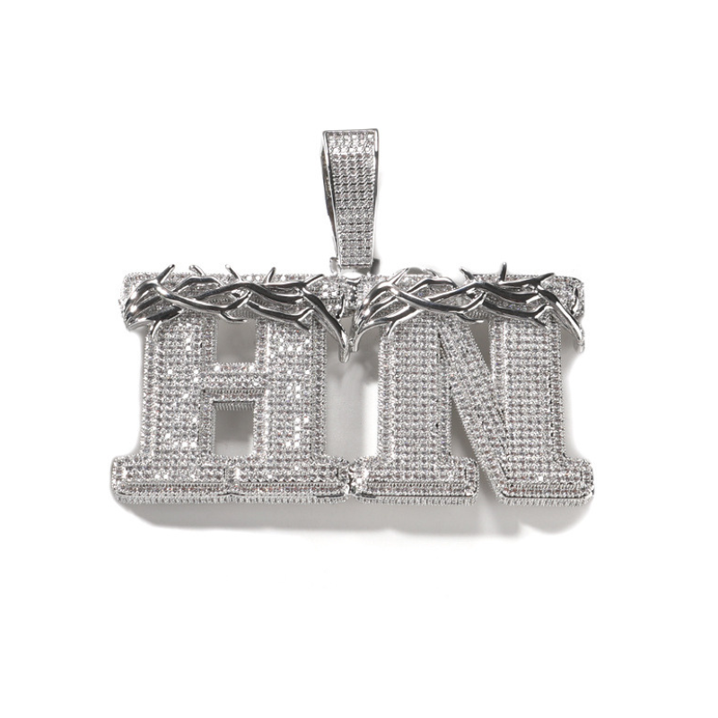 Moissanite Hip Hop Crown of Thorns Custom Letter Pendant