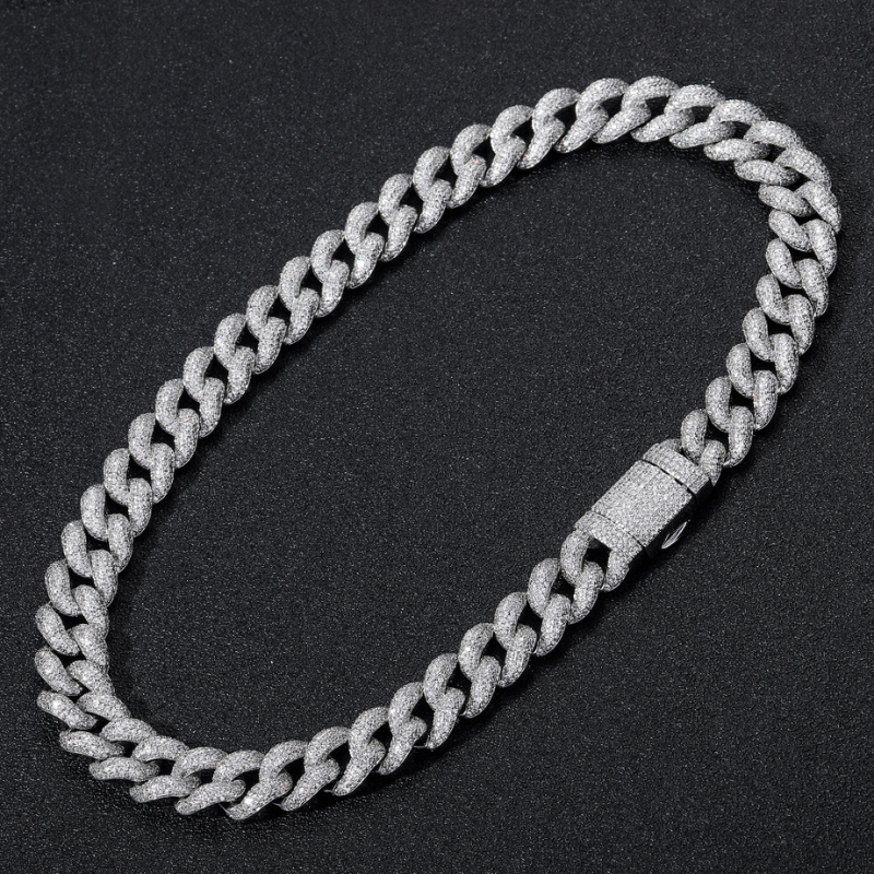 15mm Moissanite Bubble Micro inlay Cuban Chain