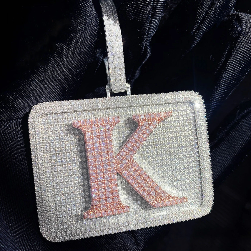 Moissanite Hip Hop Big Cube DIY Custom Letter Pendant
