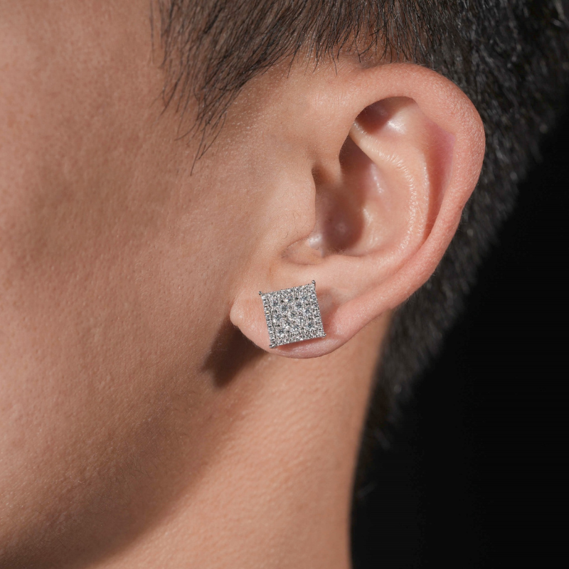 Moissanite Princess Square Earrings