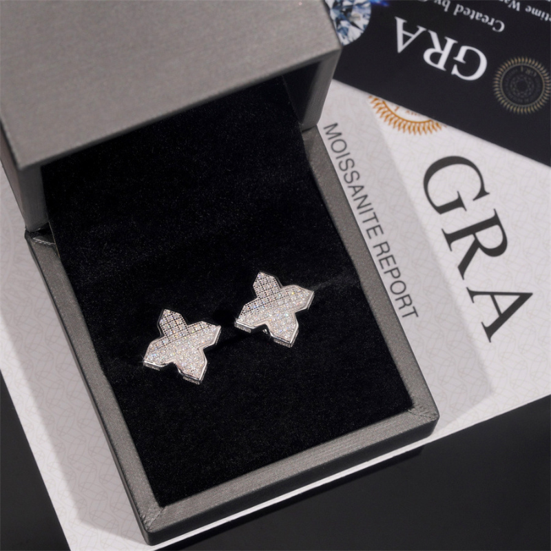S925 Silver Moissanite Windmill Cross Earrings