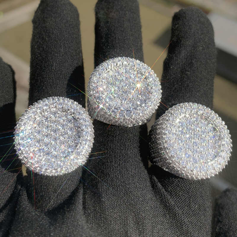 Moissanite Hip Hop Round Ring