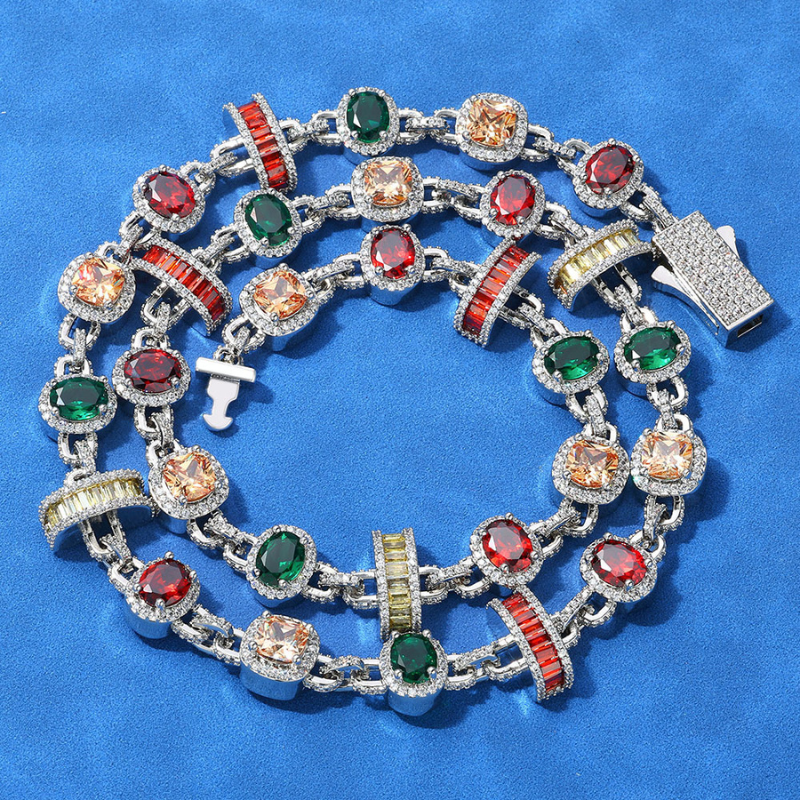 Moissanite Hip Hop Colored Gemstone Chain