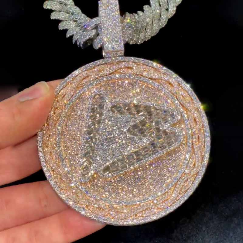 Moissanite Floral Number 13 Round Pendant