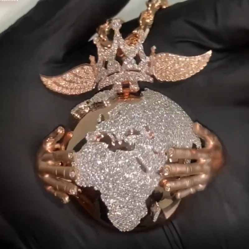 Moissanite Hip Hop Diamond Earth King Pendant