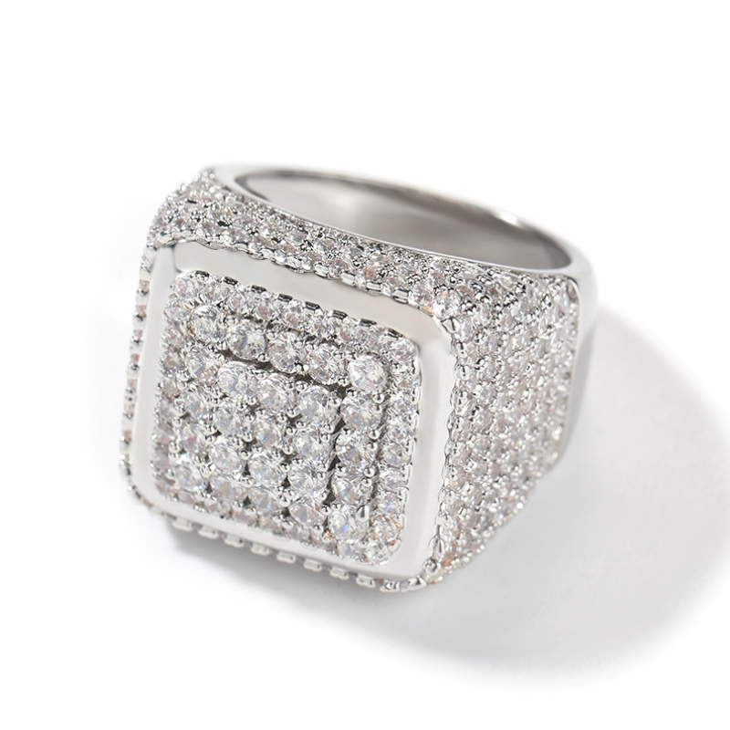 Moissanite Hip Hop Vintage Big Square Ring