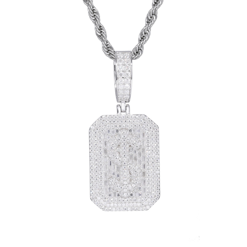 Moissanite Hip Hop Dollar Rectangular Pendant