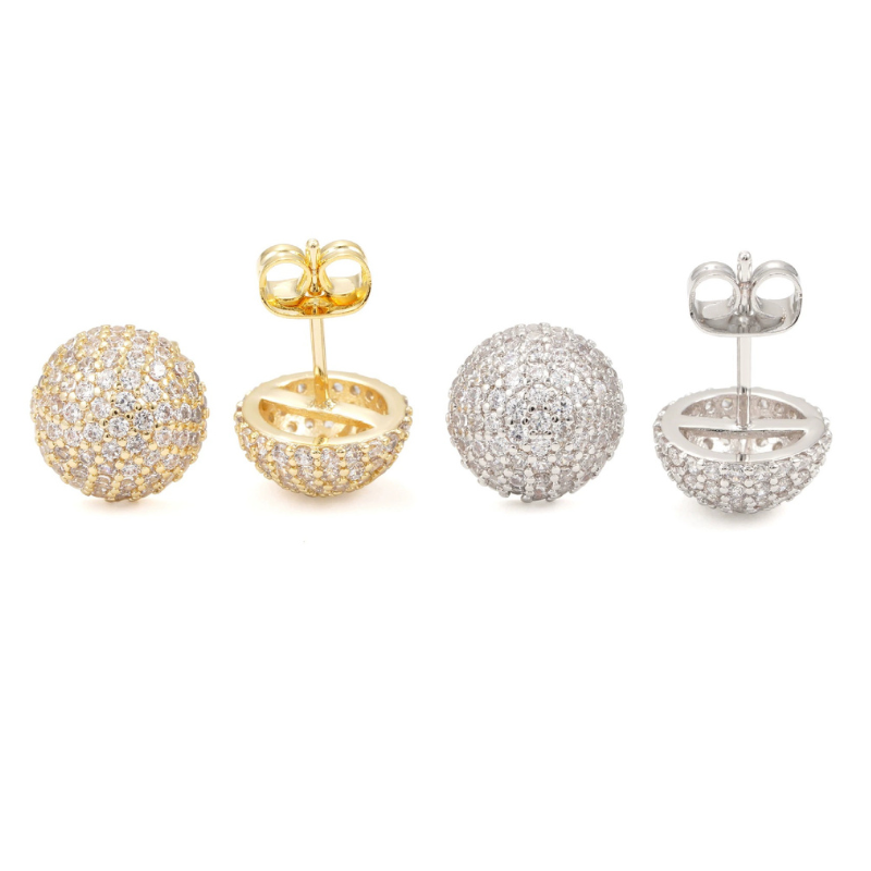 S925 Moissanite Half-round Mushroom Shape Earrings