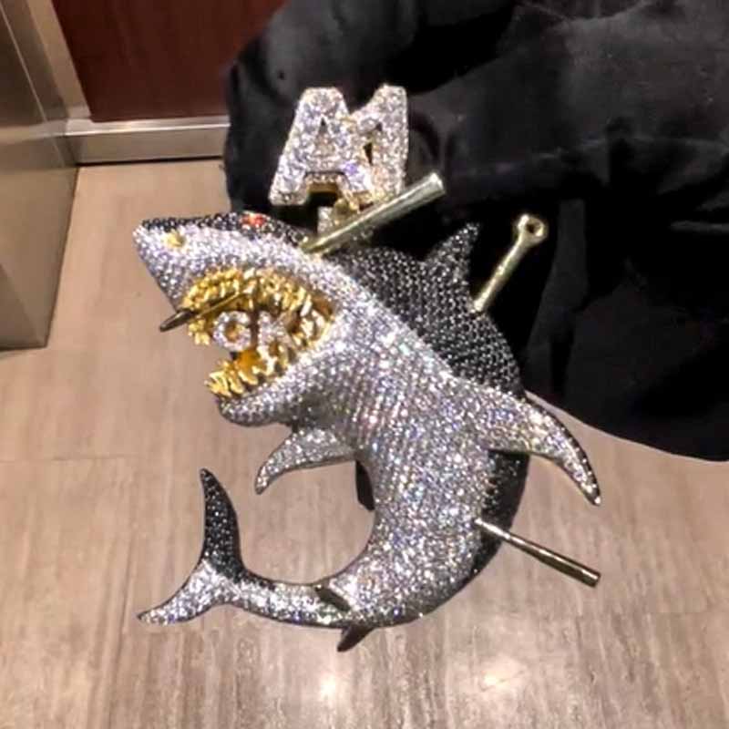 Moissanite Victimized Shark Pendant