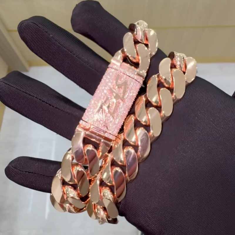 22mm Moissanite Custom Letter Buckle Cuban Chain