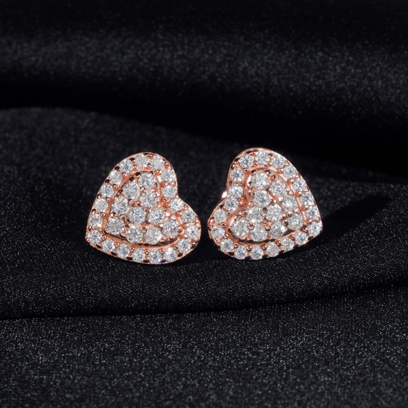 S925 Moissanite Heart Earrings