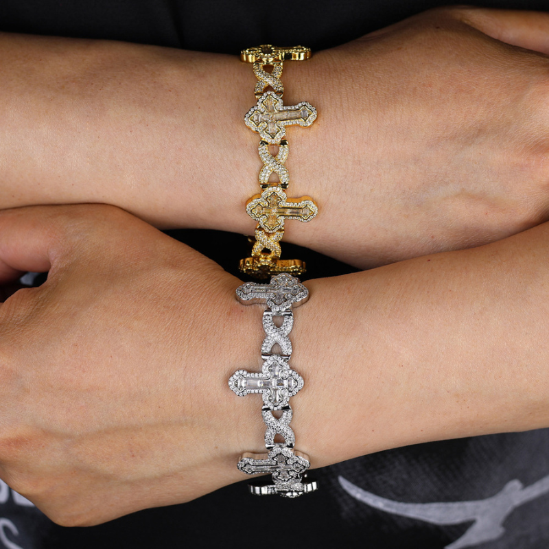 Moissanite Cross Infinity Cuban Bracelet