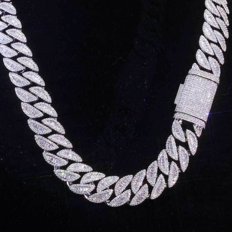 20mm Moissanite Mixed Inlay T Square Cuban Chain