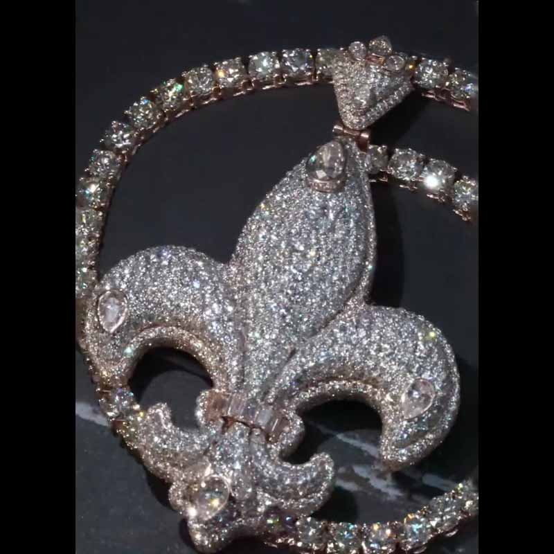 S925 Moissanite Hip Hop Exquisite Iris Pendant