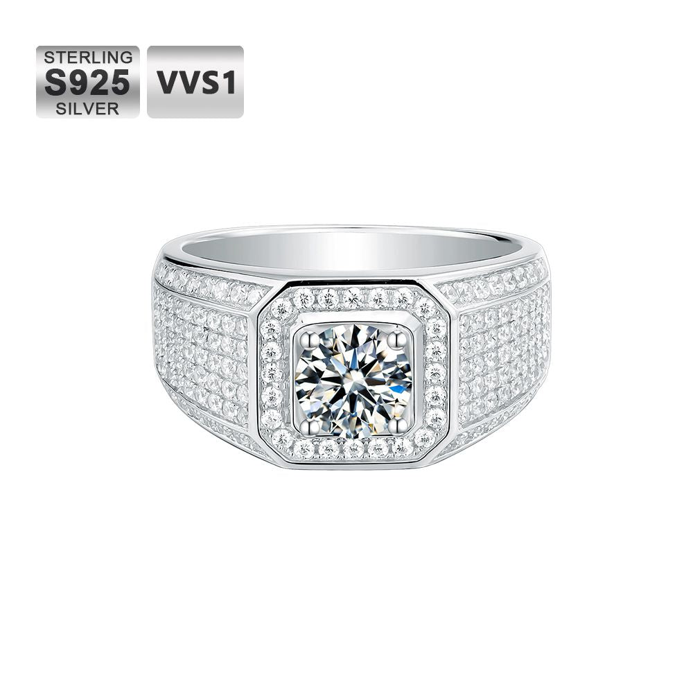 2.0 Carats VVS1 Moissanite Men Ring
