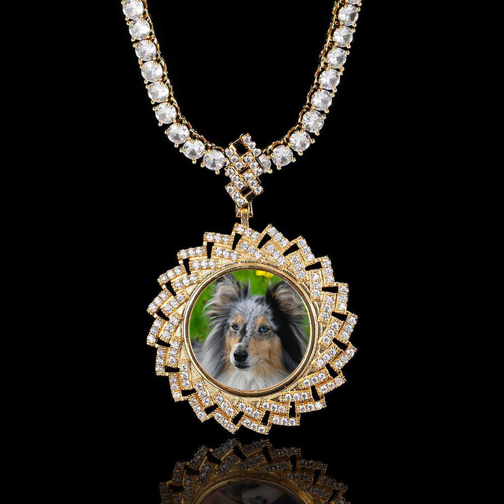 Iced Out Custom Rhombus Picture Necklace Photo Moissanite Pendant