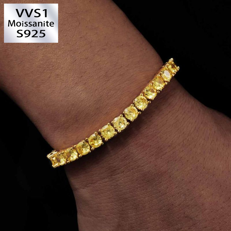 5mm Fancy Yellow Moissanite Tennis Bracelet in Gold