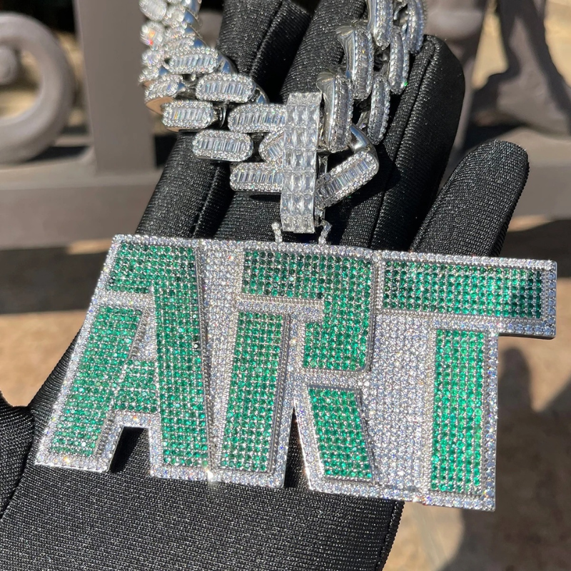 Moissanite Hip Hop Color Font DIY Customizable Letter Pendant