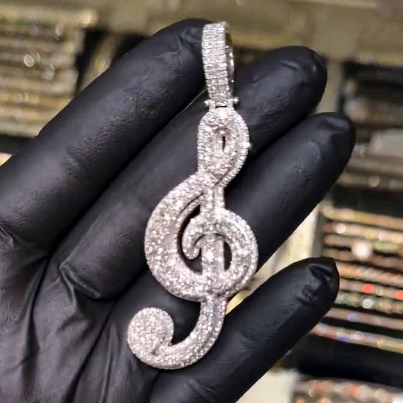 Moissanite Musical Note Pendant