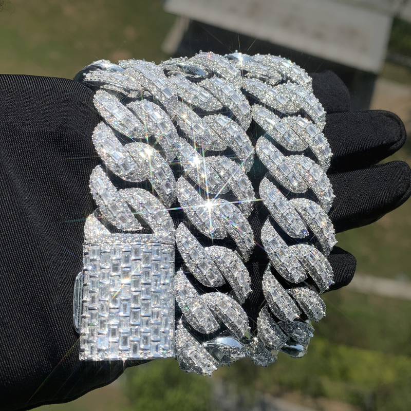 20mm Moissanite T Square Hip Hop Cuban Chain