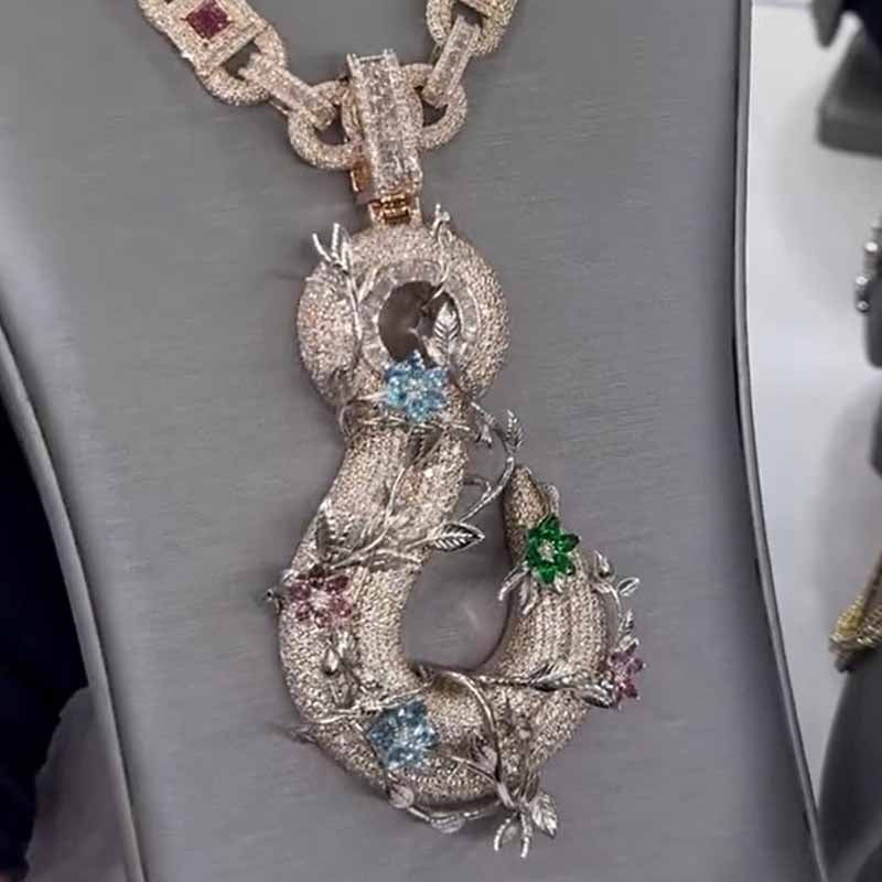 Moissanite Hip Hop Fishhook Pendant