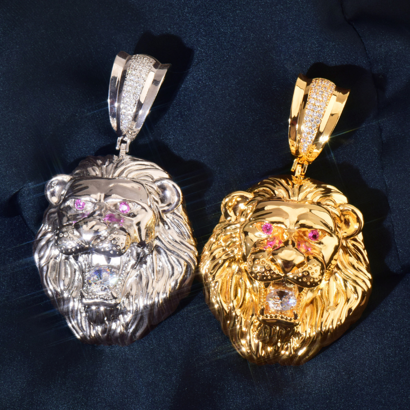 Moissanite Polished Lion Pendant